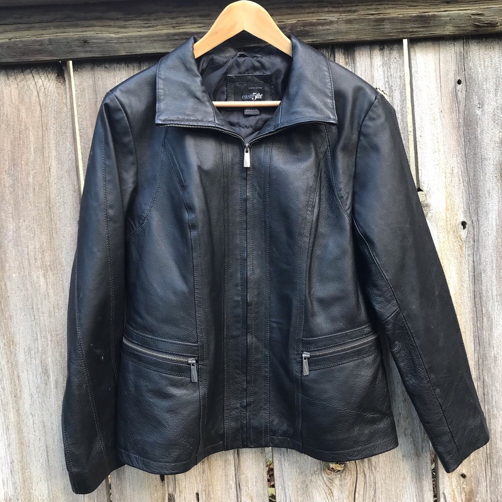 East 5th Genuine leather zip blazer jacket